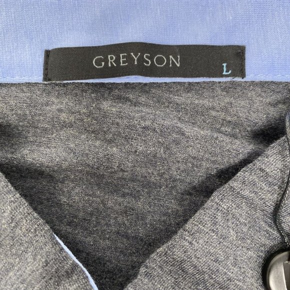 Greyson Men's Large Solid Grey Wicking Stretch Short Sleeve Polo Shirt - Picture 6 of 6